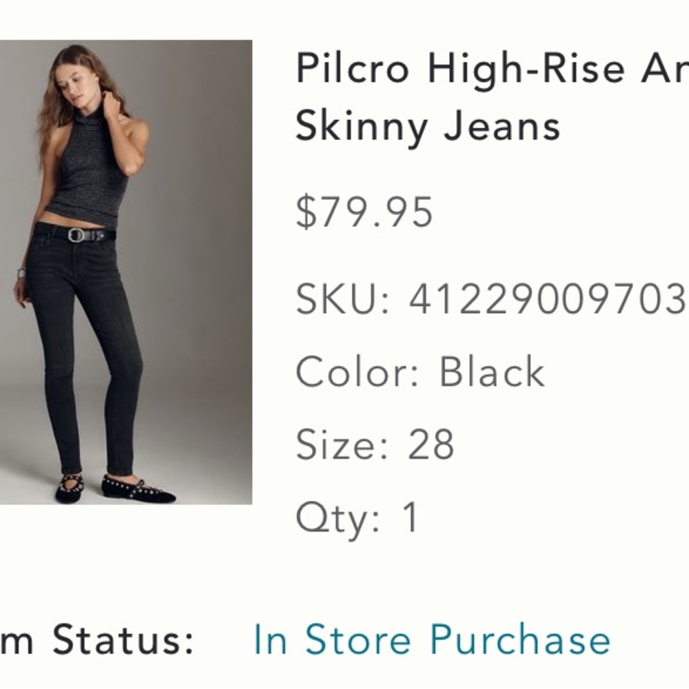 Pilcro Black Ankle Skinny Jeans